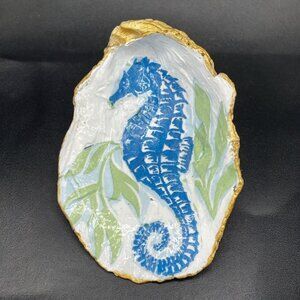 Decoupage Oyster Shell Decoupage Trinket Dish SEAHORSE